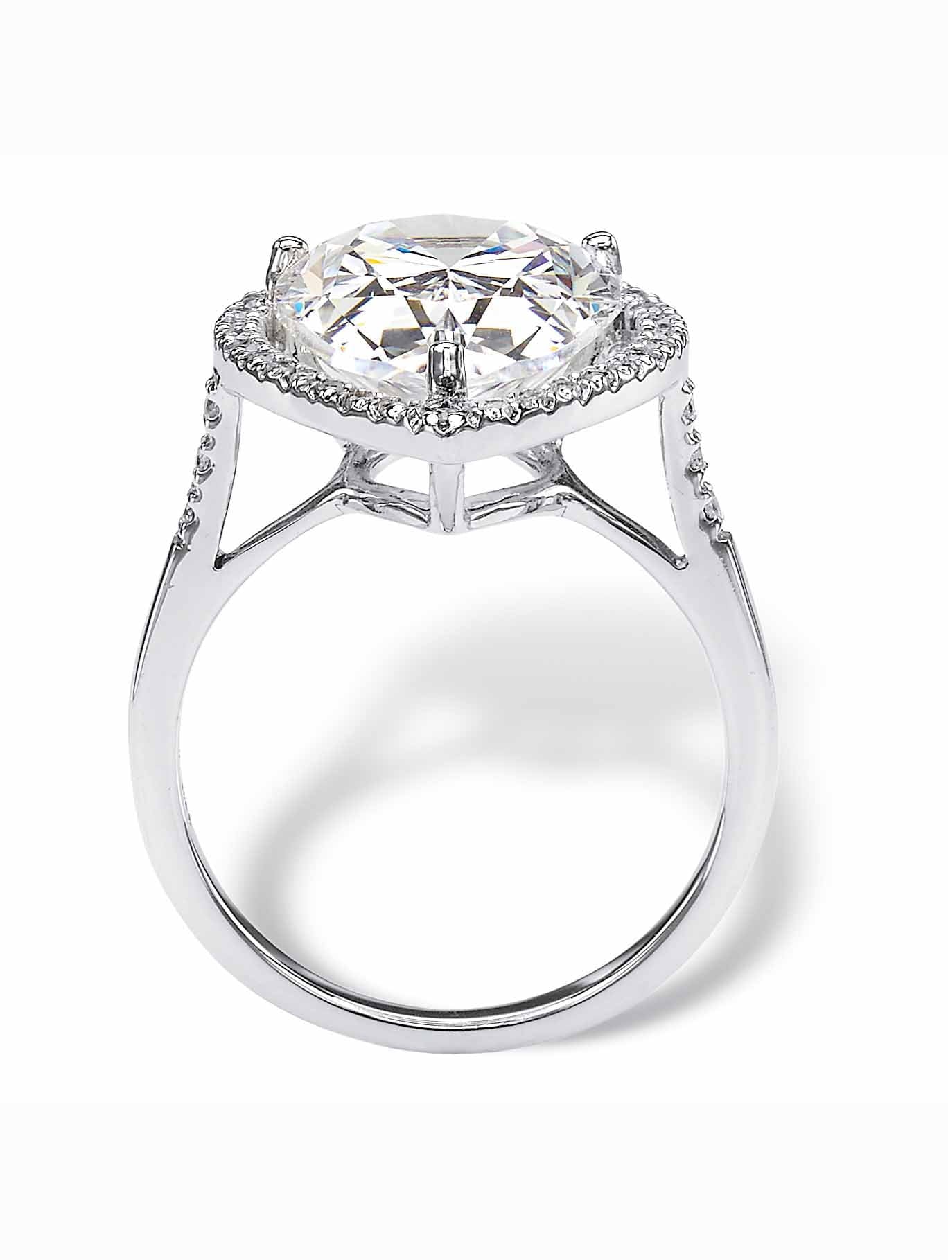 8.33 TCW Pear-Cut Cubic Zirconia Halo Ring in Platinum over Sterling Silver