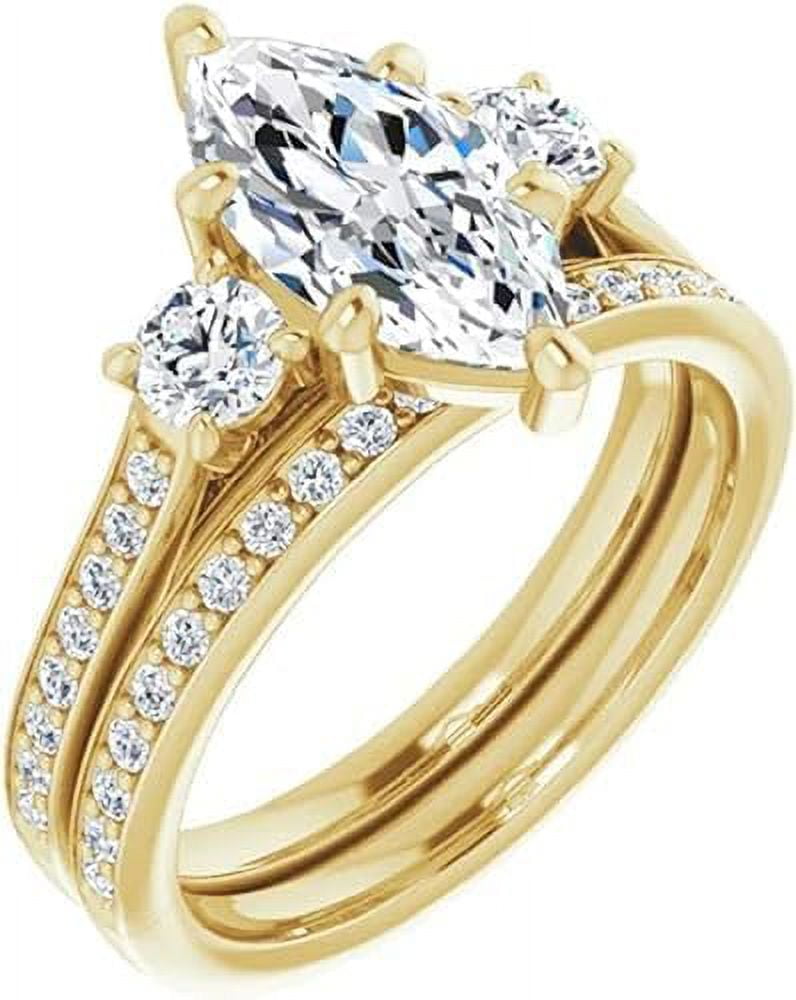 beryl_creation 925 Sterling Silver 1.65 Ct Marquise Cut White Diamond Wedding Engagement Bridal Ring Set 14K Yellow Gold Plated For Women's -10