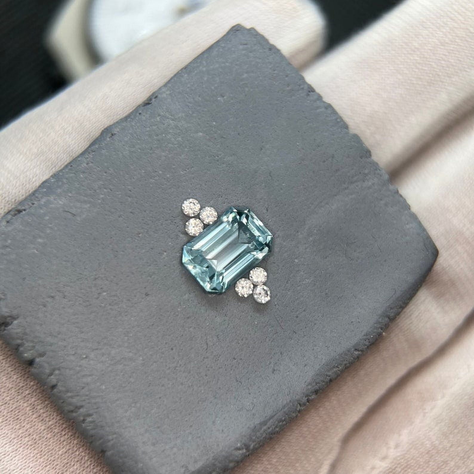 925 Sterling Silver Ring Emerald Cut Natural Aquamarine Ring March Birthstone Ring Moissanite Accented Anniversary Gift Ring For Women