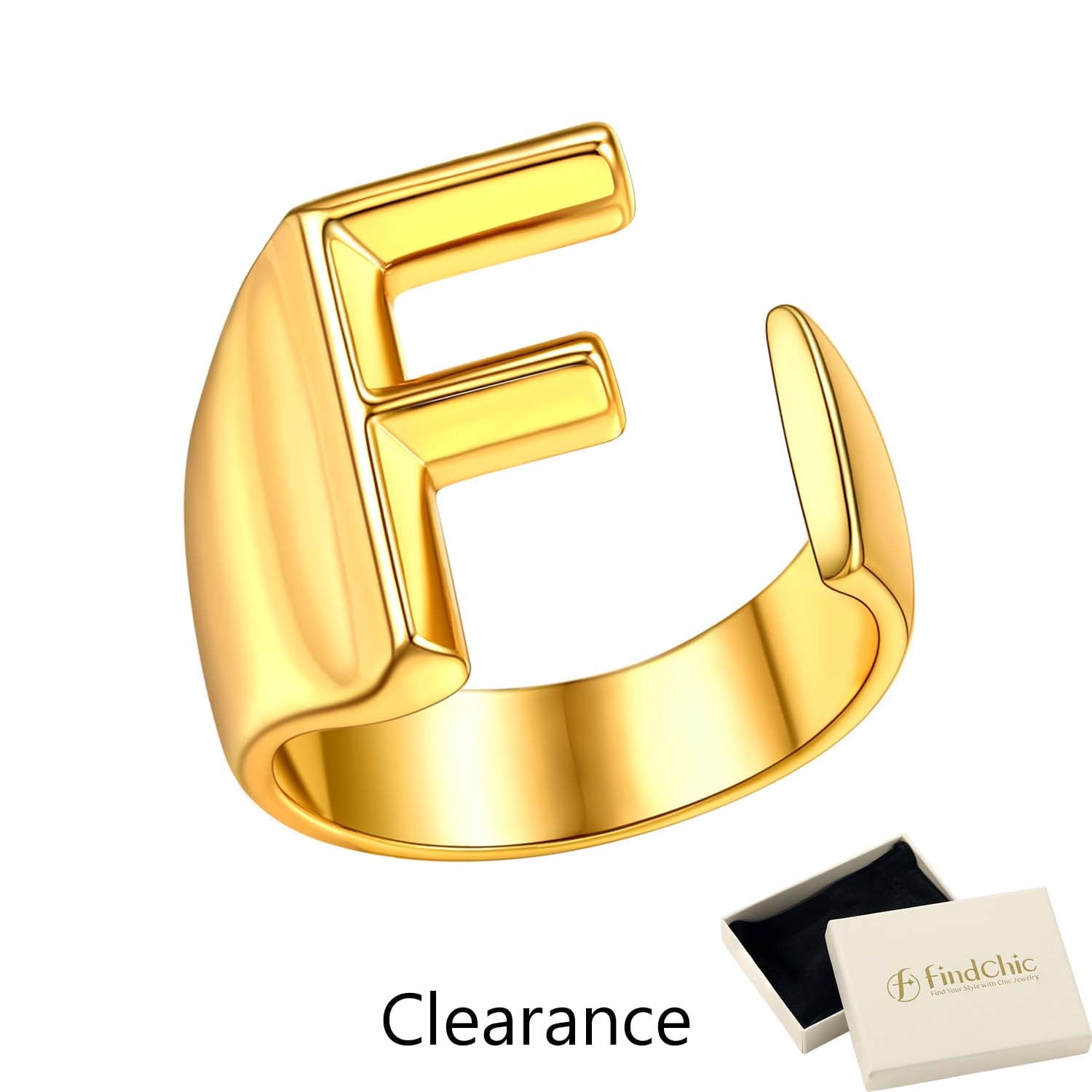 FindChic Gold Plated Initial M Rings for Women - Personalized Engraved Open Signet Statement Ring for Her Mom Gift, Chic Party Jewelry