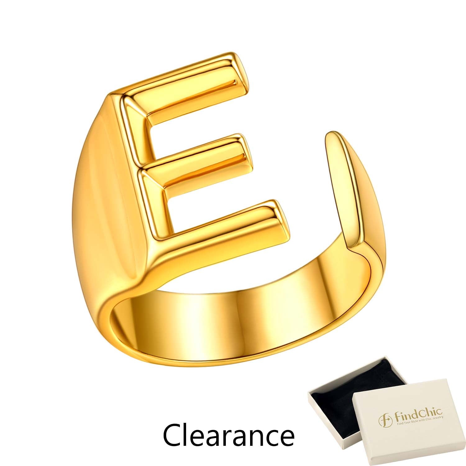 FindChic Gold Plated Initial M Rings for Women - Personalized Engraved Open Signet Statement Ring for Her Mom Gift, Chic Party Jewelry