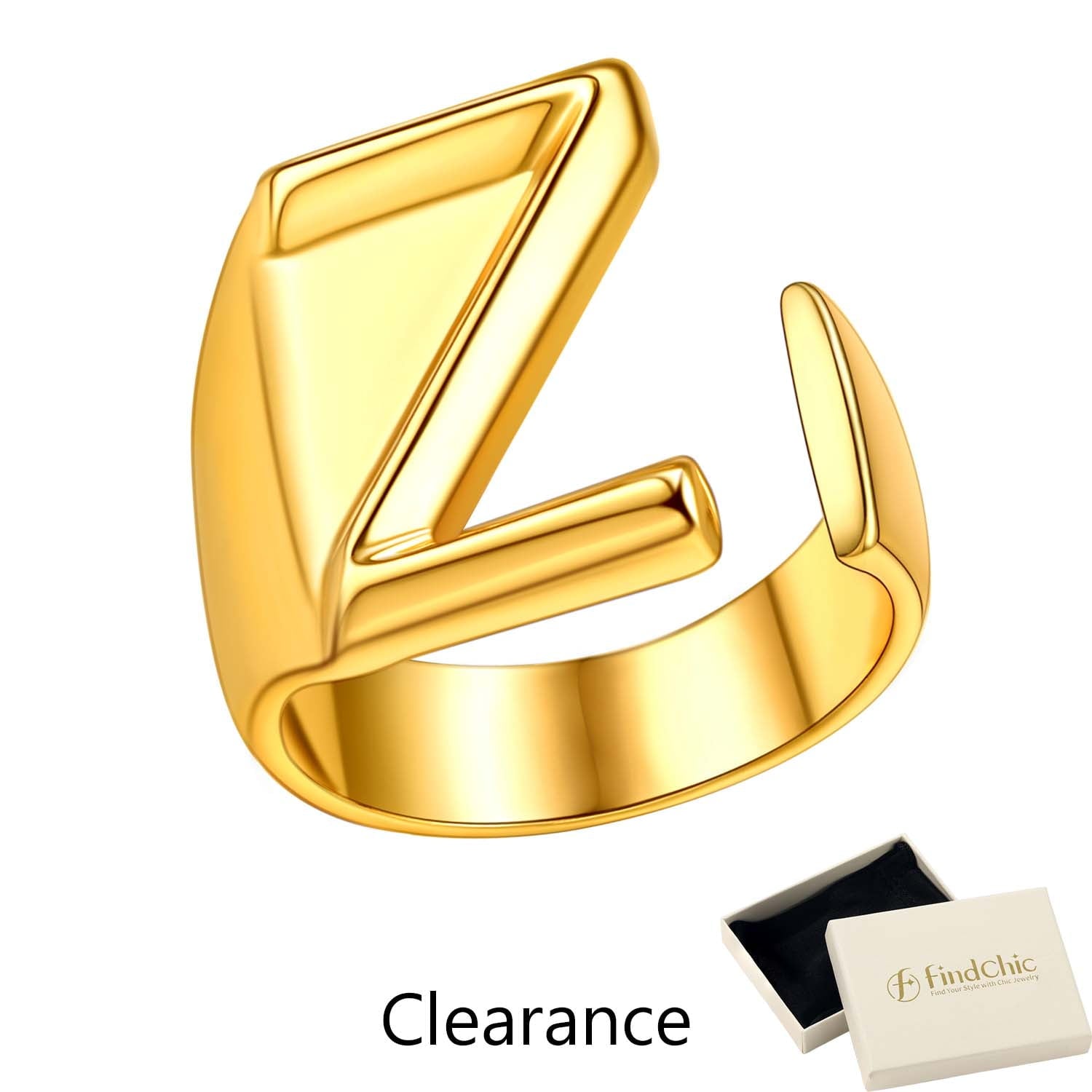 FindChic Gold Plated Initial M Rings for Women - Personalized Engraved Open Signet Statement Ring for Her Mom Gift, Chic Party Jewelry