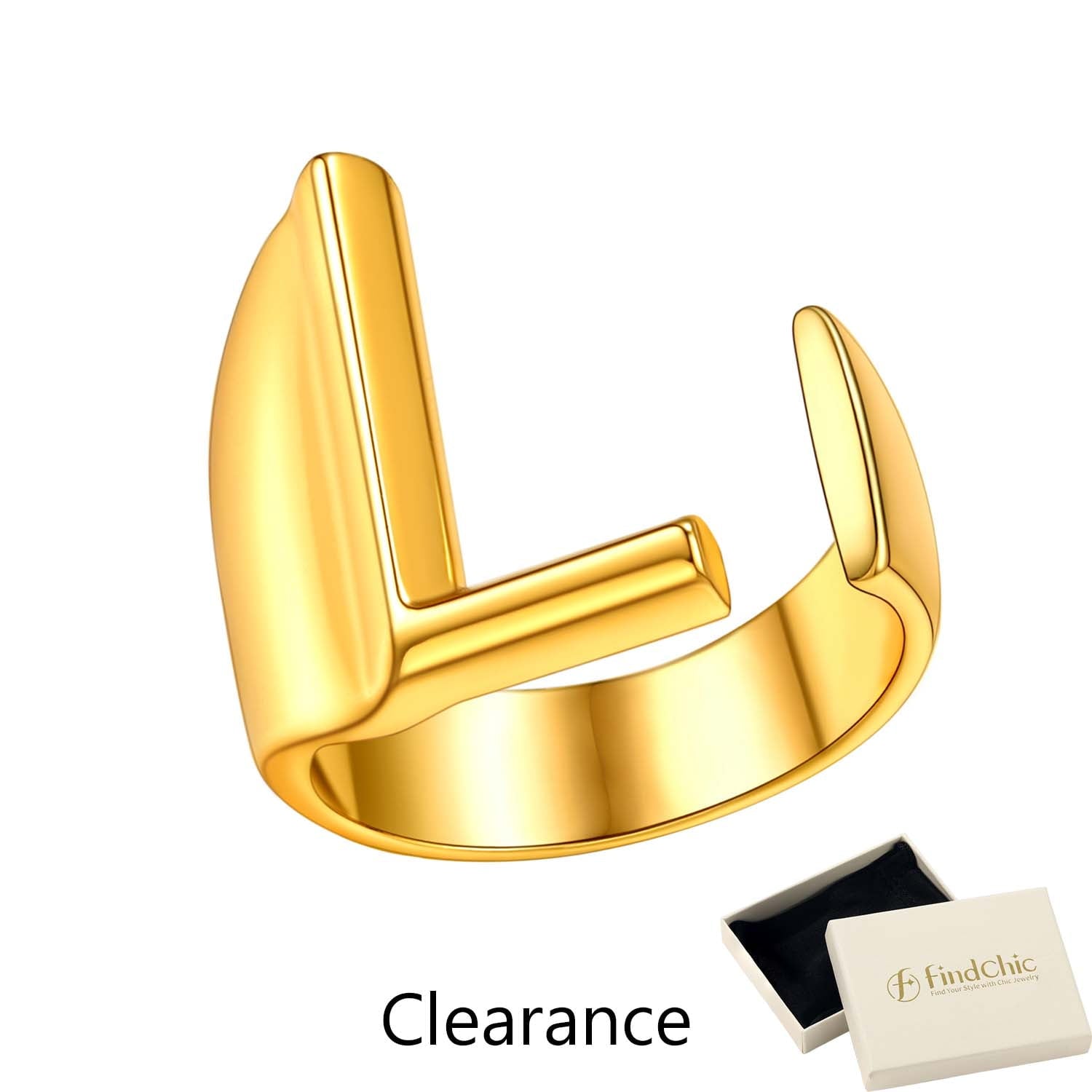 FindChic Gold Plated Initial M Rings for Women - Personalized Engraved Open Signet Statement Ring for Her Mom Gift, Chic Party Jewelry