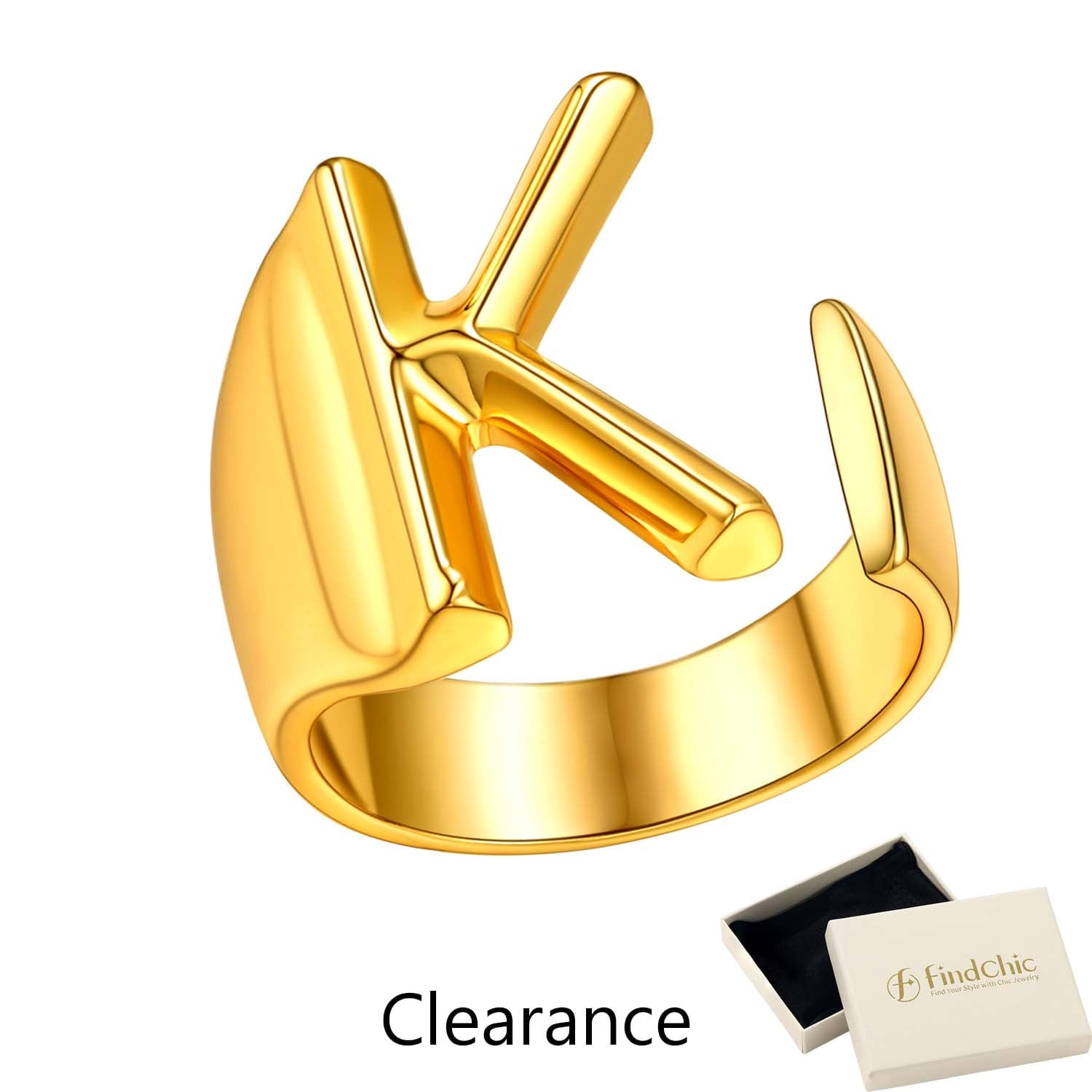 FindChic Gold Plated Initial M Rings for Women - Personalized Engraved Open Signet Statement Ring for Her Mom Gift, Chic Party Jewelry