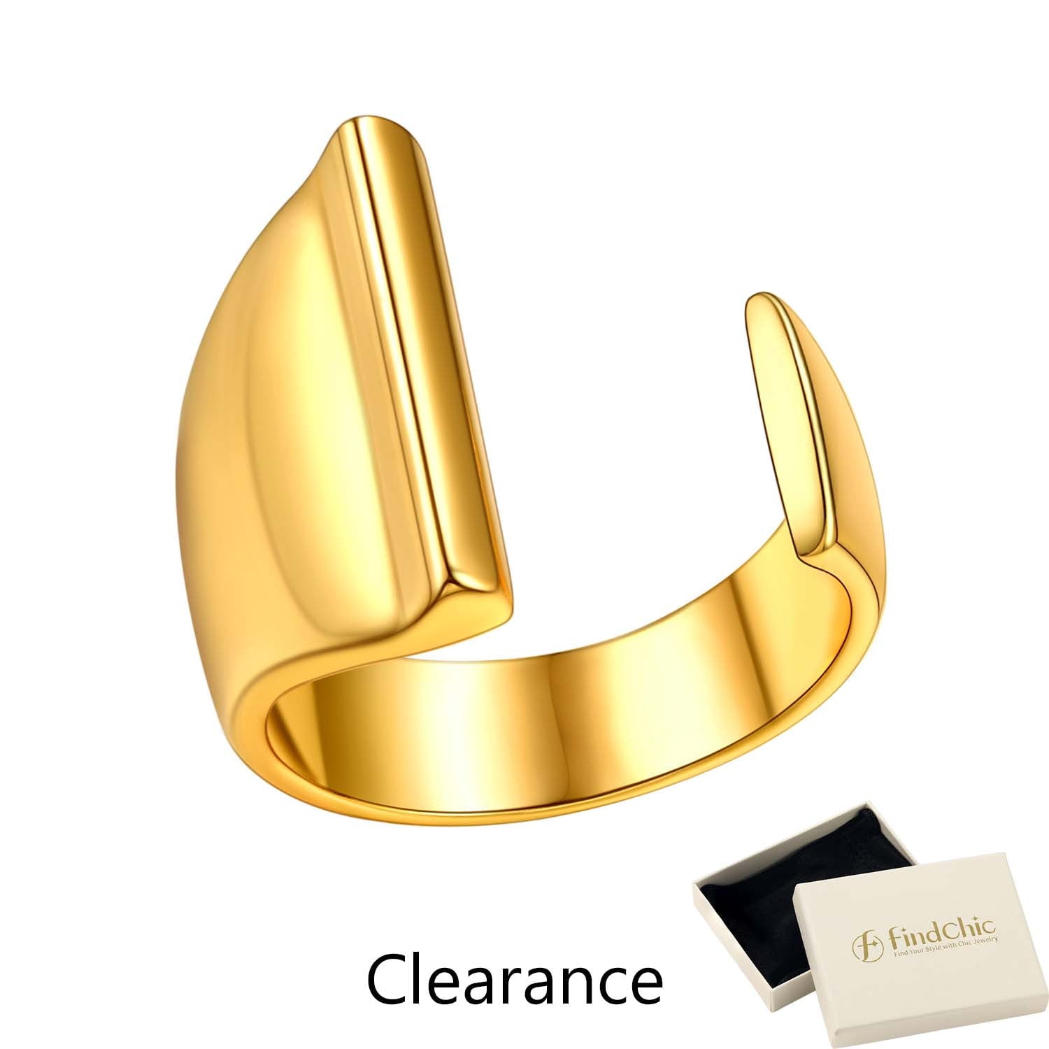 FindChic Gold Plated Initial M Rings for Women - Personalized Engraved Open Signet Statement Ring for Her Mom Gift, Chic Party Jewelry