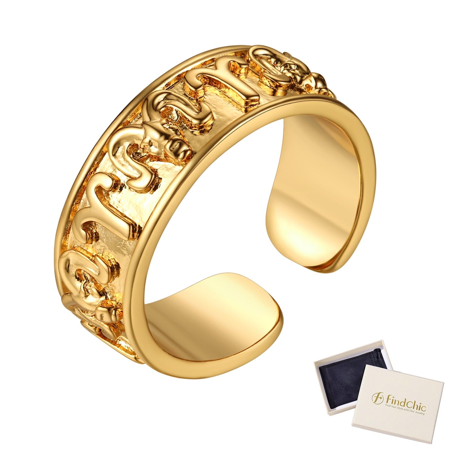 FindChic Gold Plated Initial M Rings for Women - Personalized Engraved Open Signet Statement Ring for Her Mom Gift, Chic Party Jewelry