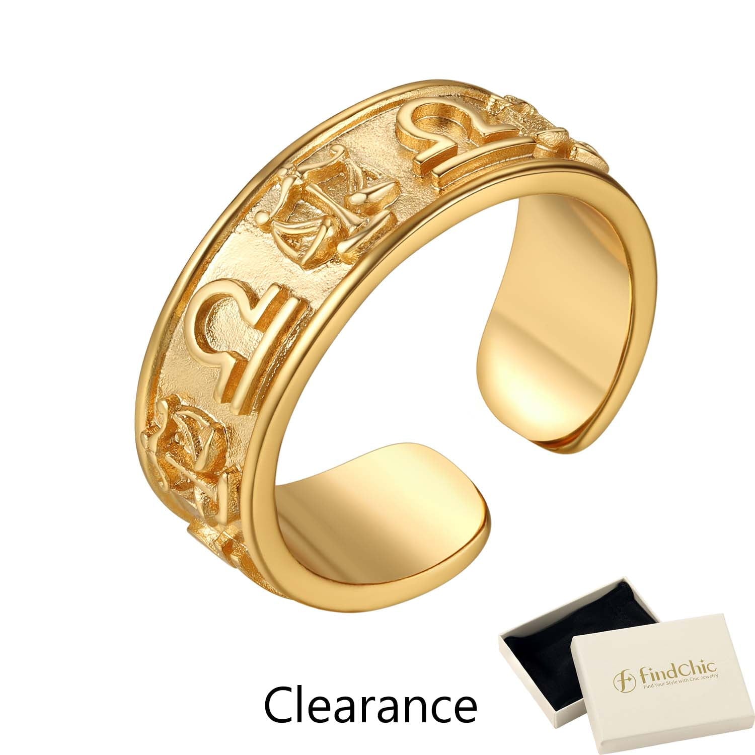 FindChic Gold Plated Initial M Rings for Women - Personalized Engraved Open Signet Statement Ring for Her Mom Gift, Chic Party Jewelry