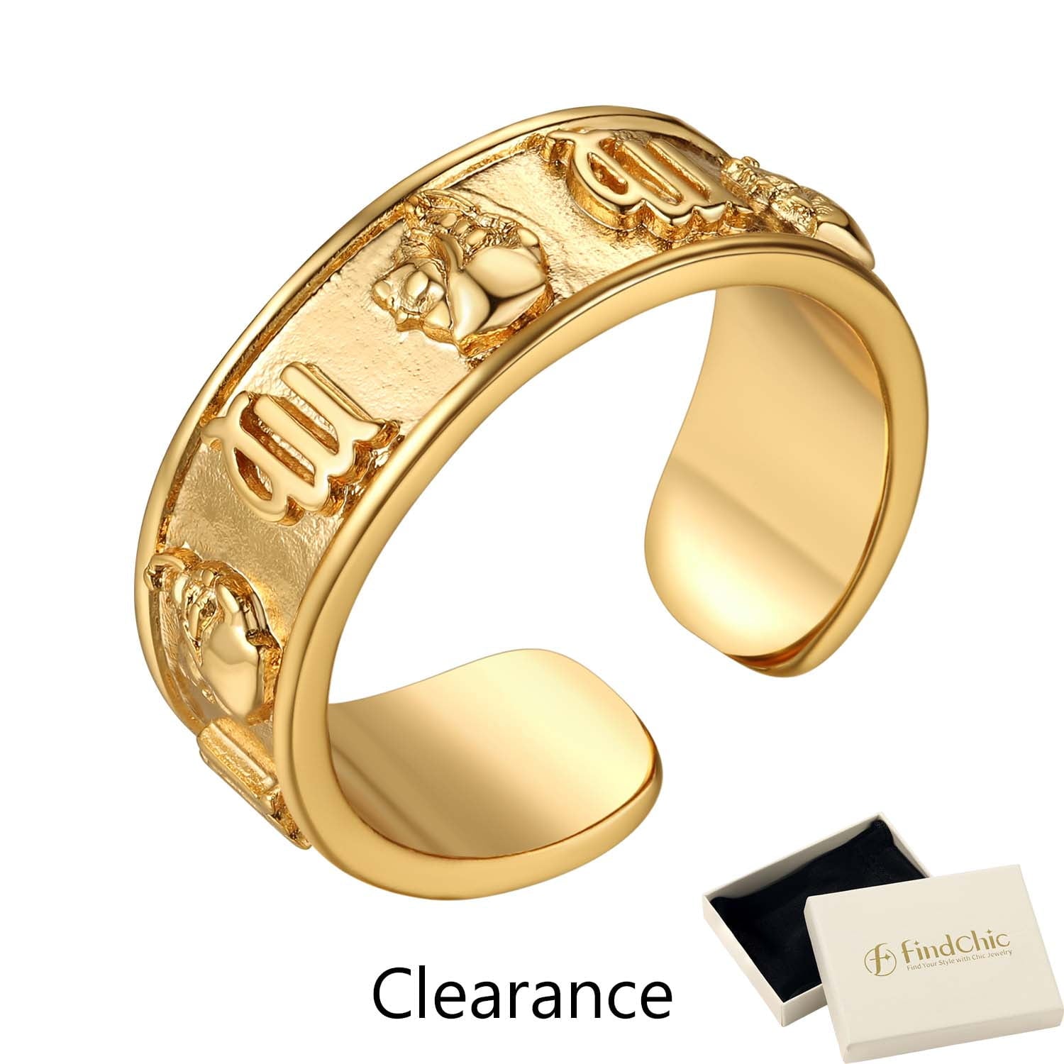 FindChic Gold Plated Initial M Rings for Women - Personalized Engraved Open Signet Statement Ring for Her Mom Gift, Chic Party Jewelry