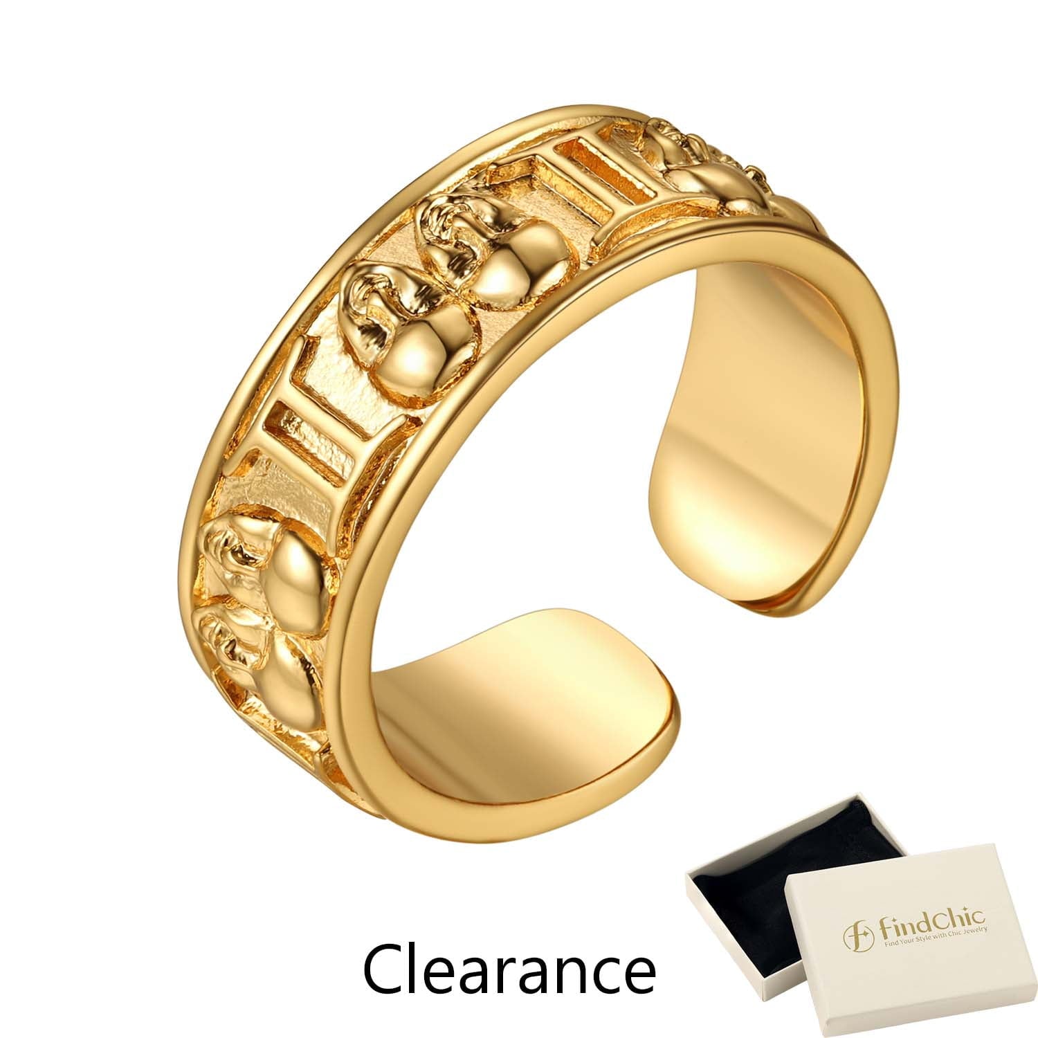 FindChic Gold Plated Initial M Rings for Women - Personalized Engraved Open Signet Statement Ring for Her Mom Gift, Chic Party Jewelry