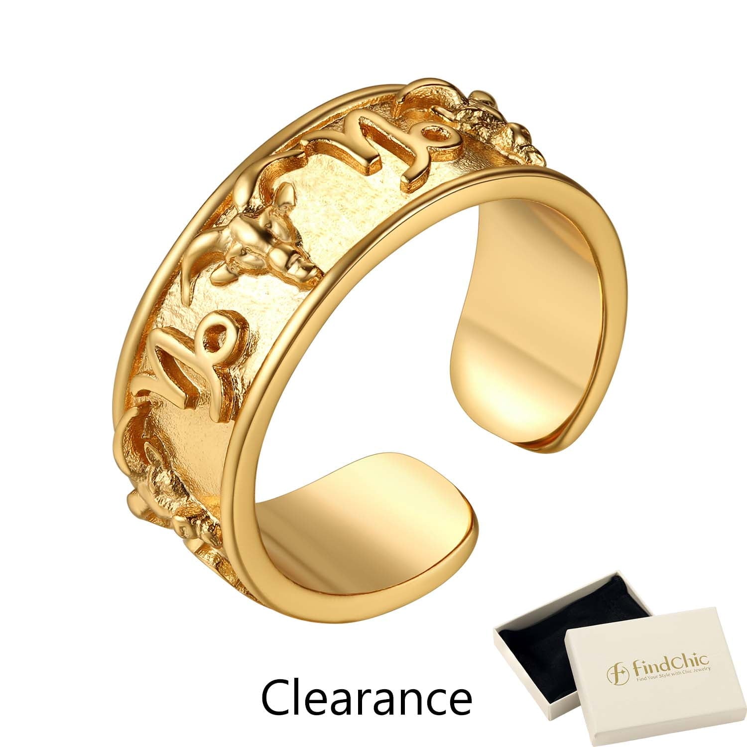 FindChic Gold Plated Initial M Rings for Women - Personalized Engraved Open Signet Statement Ring for Her Mom Gift, Chic Party Jewelry