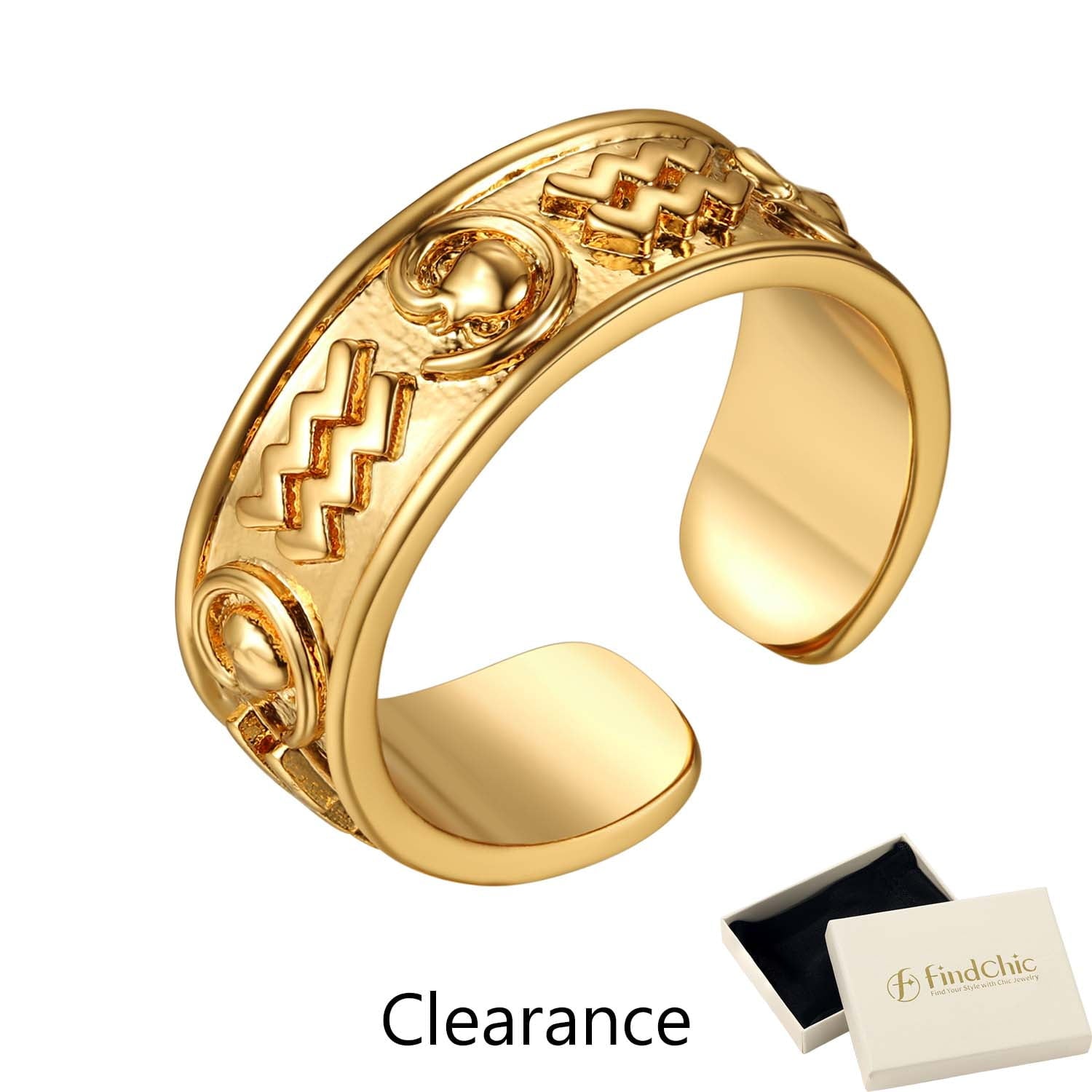 FindChic Gold Plated Initial M Rings for Women - Personalized Engraved Open Signet Statement Ring for Her Mom Gift, Chic Party Jewelry