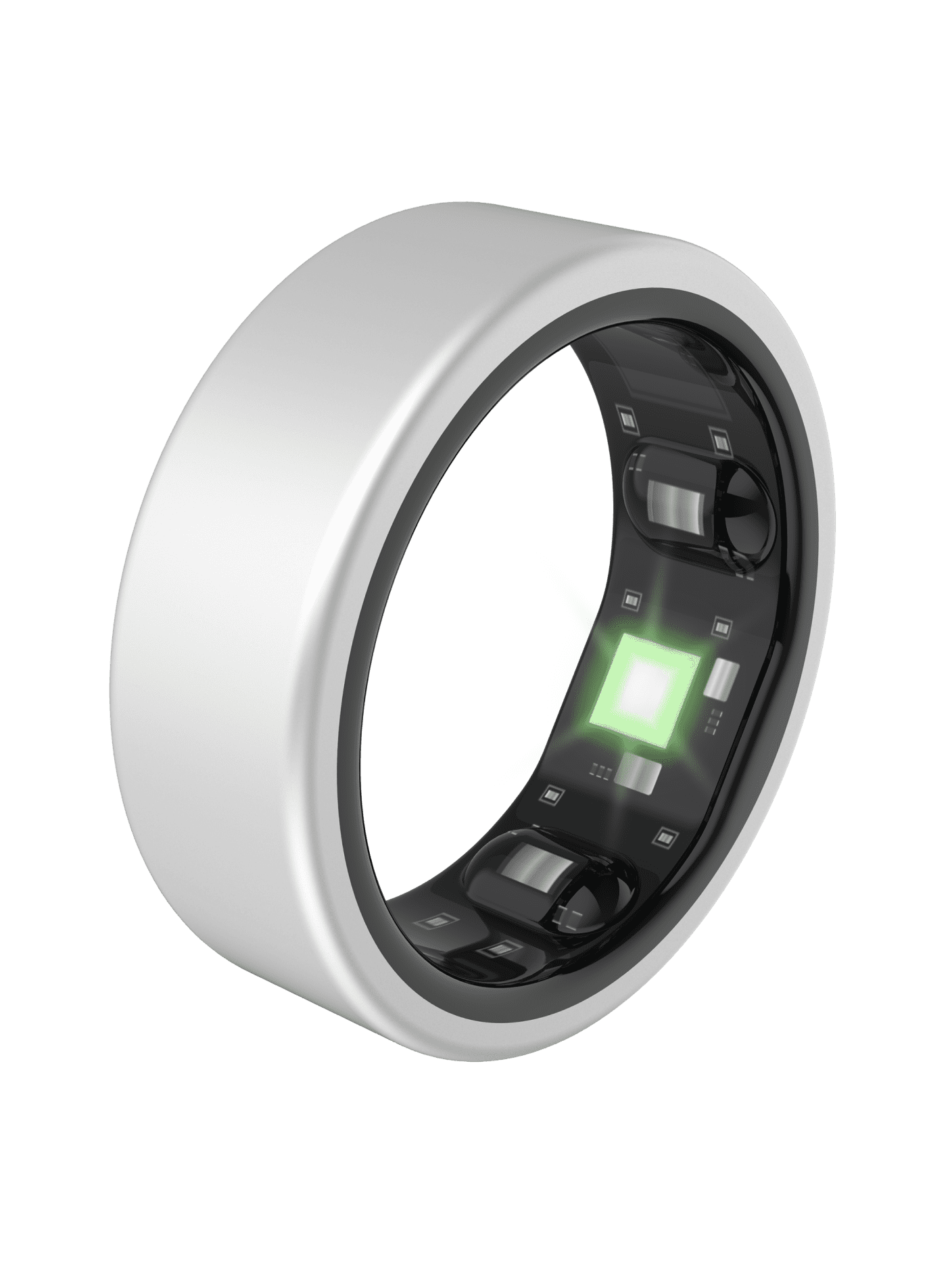 Unisex QRNT Matte Silver Smart Ring Size 08