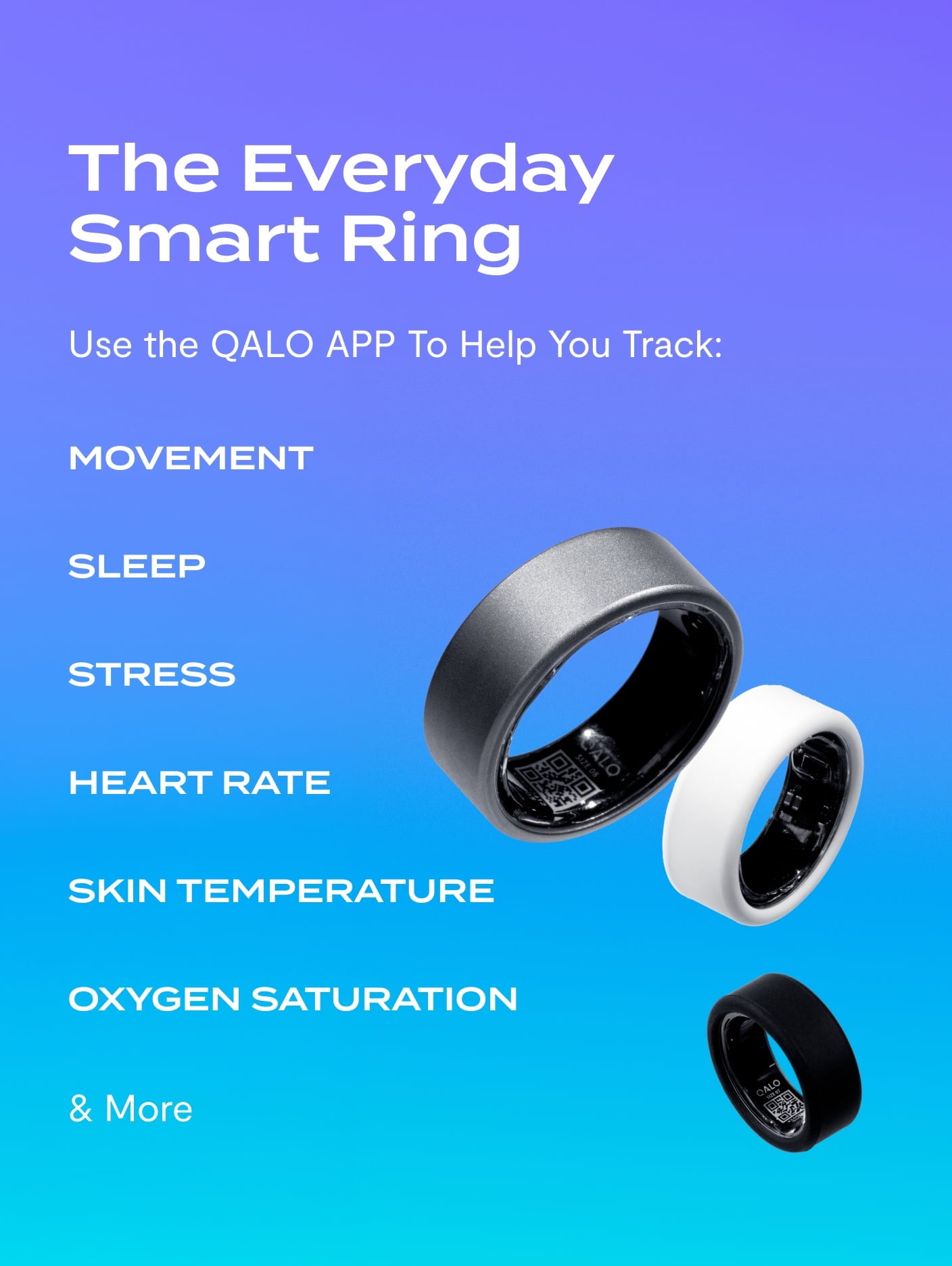 Unisex QRNT Matte Silver Smart Ring Size 08