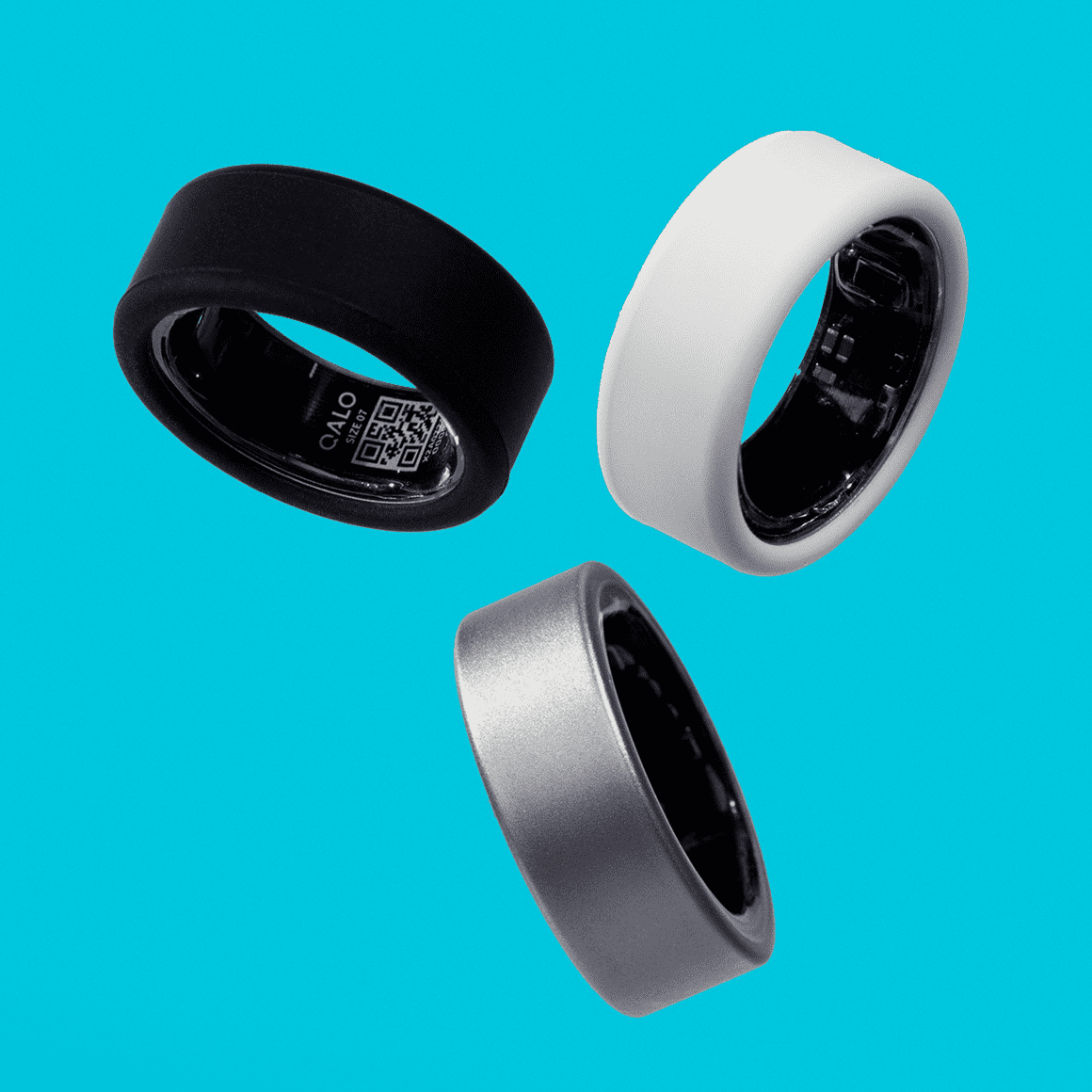 Unisex QRNT Matte Silver Smart Ring Size 08